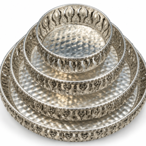 Home nested silver paisley tray set